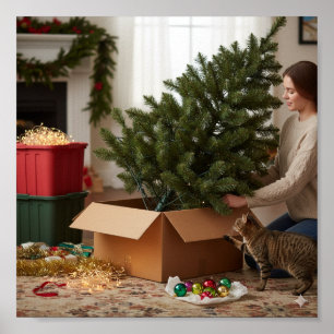 Poster Préparation de l'arbre de Noël