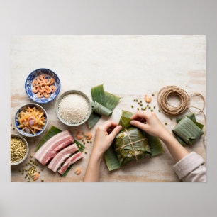 Poster Préparation du gâteau commun vietnamien