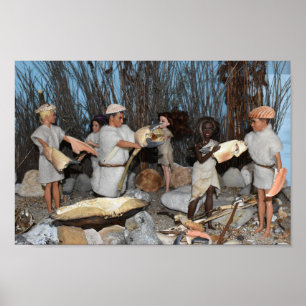 Poster Préparer une chasse préhistorique.