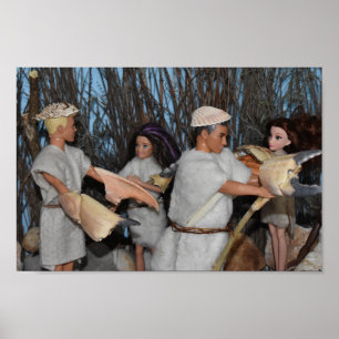 Poster Préparer une chasse préhistorique.