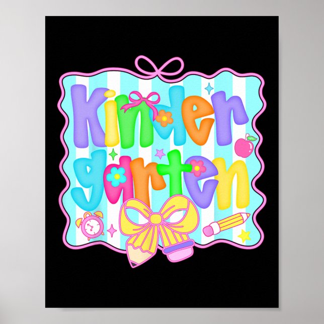 Poster Preppy Back To School Kindergarten Coquette Bow Gi (Devant)