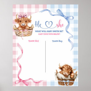 Poster Preppy Bull ou Heifer Gender Reveal Vote Board