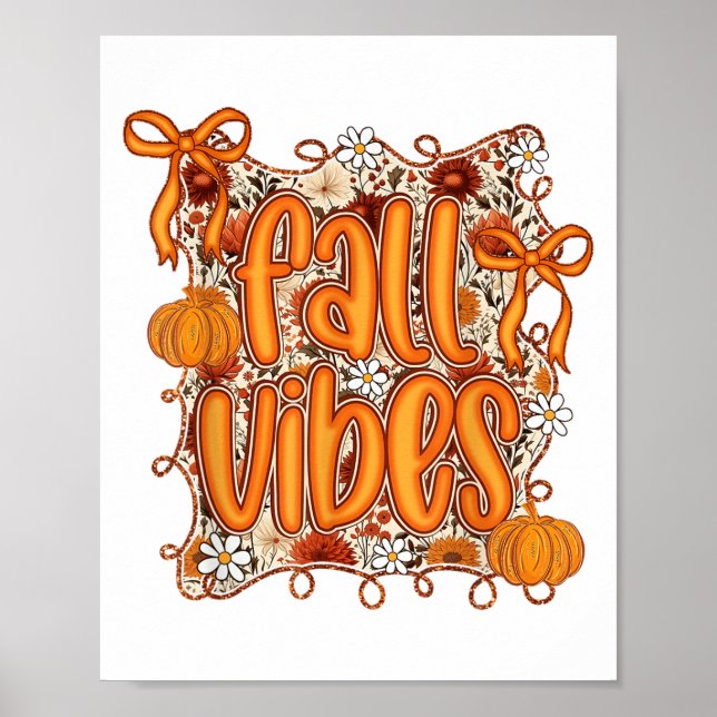 Poster Preppy Coquette Fall Vibes Floral Citrouille Spice (Devant)