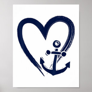 Poster Preppy Nautical Ancres navigateurs Bateaux et Yach
