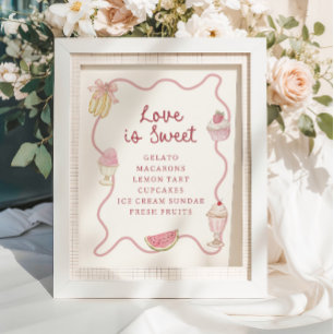 Poster Préppy Pastel Pink Stripes Dessert Bar