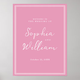 Poster Preppy Peony Pink Chic Wedding Welcome Sign