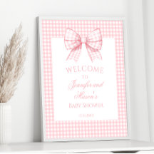 Preppy Rose clair En vichy Bow Baby Girl Douche