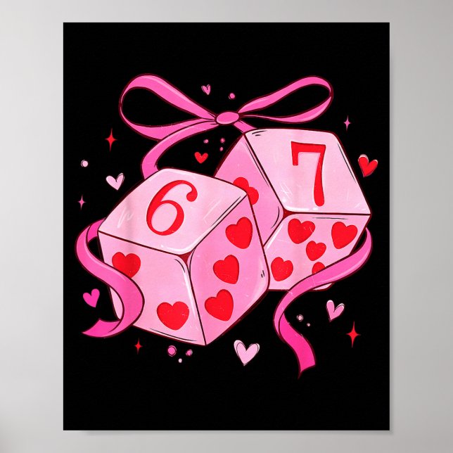 Poster Preppy Six Seven Valentine 6 7 Meme Funny Coquette (Devant)