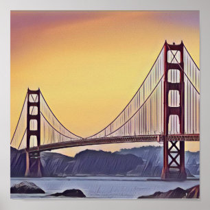 Poster Présentation artistique du pont du Golden Gate