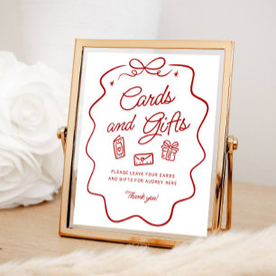 Poster Présentoir de Cartes et Cadeaux Red Doodle