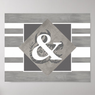 Poster présentoir gris et blanc en détresse