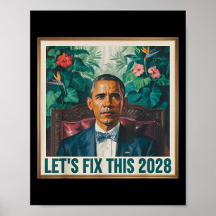 Poster Président Barack Obama 2028 Rtrait Patriotique Dém