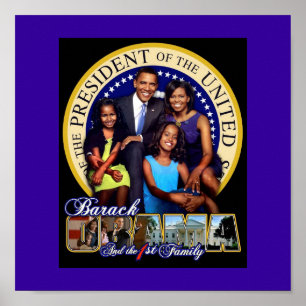 POSTER PRÉSIDENT BARACK OBAMA ET FAMILLE