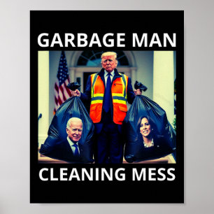 Poster Président Poubelle Homme Nettoyage Désordre Tee Tr