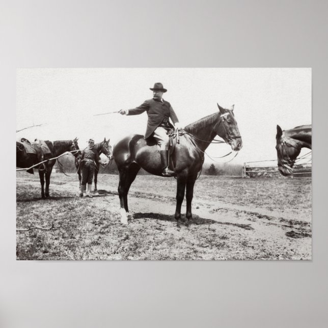 Poster Président Roosevelt Horseback équitation - 1907 (Devant)