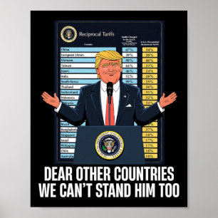 Poster Président Trump Nouveau Tarif Citation Drôle On Ne