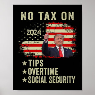 Poster Président Trump Pas d'impôt sur les pourboires Heu
