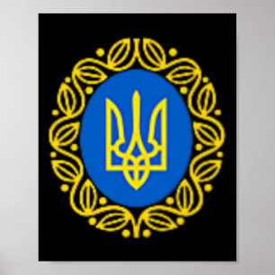 Poster Président Volodymyr Zelensky Ukraine Emblème ukrai