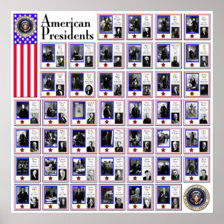 POSTER PRÉSIDENTS DES ÉTATS-UNIS BLANC A/564