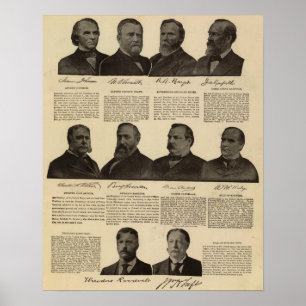 Poster Présidents US, autographes, biographies