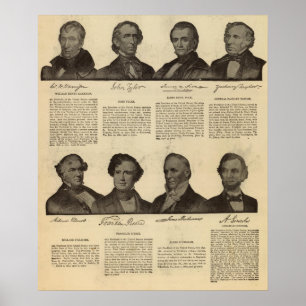 Poster Présidents US, autographes, biographies