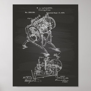 Poster Presse d'impression 1878 Brevet Art Chalkboard