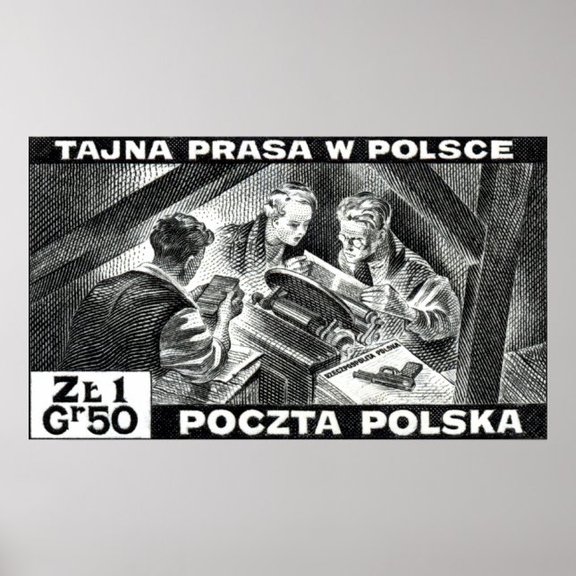 Poster Presse souterraine polonaise 2ème guerre mondiale (Devant)