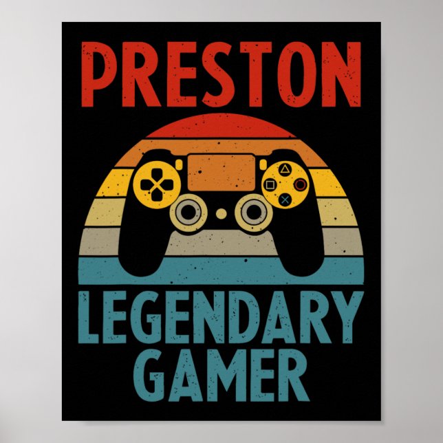 Poster Preston Gift Name Personalized Funny Gaming Geek B (Devant)
