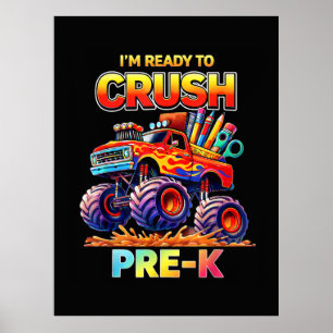 Poster Prêt à écraser le camion monstre pré-maternelle de