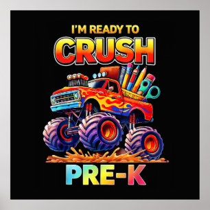 Poster Prêt à écraser le camion monstre pré-maternelle de