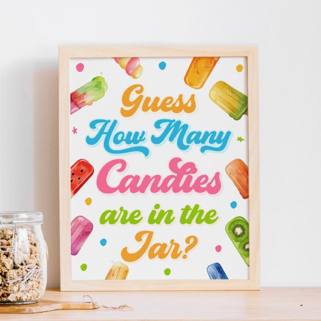 Poster Prêt à pop Baby shower Devinez combien de bonbons (Créateur téléchargé)