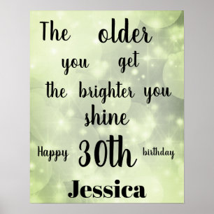 Poster Pretty Green sparkle 30th Birthday Name