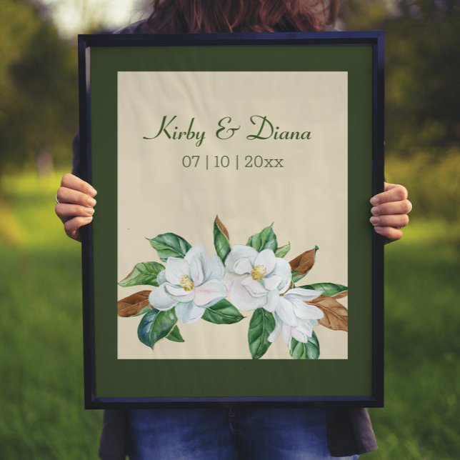 Poster Pretty Magnolia Bouquet Mariage Sign Print (Créateur téléchargé)