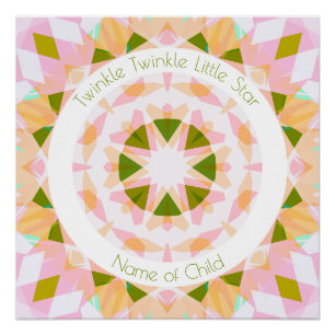 Poster Pretty Rose Green Twinkle Little Star Baby Nursery