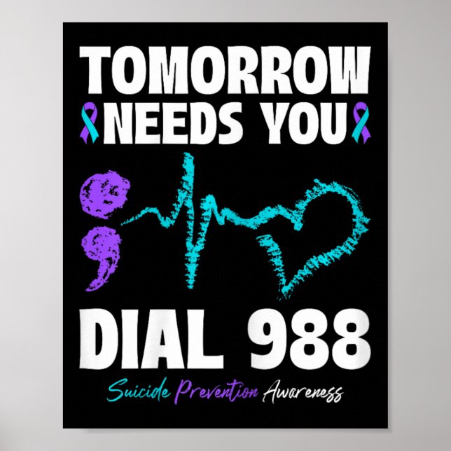 Poster Prévention du suicide 988 Demain aura besoin de vo (Devant)
