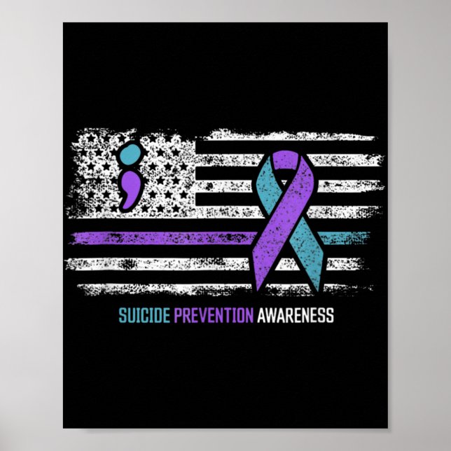 Poster Prévention du suicide drapeau américain Sensibilis (Devant)