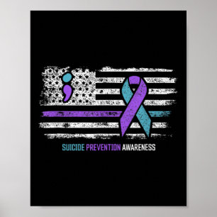 Poster Prévention du suicide drapeau américain Sensibilis
