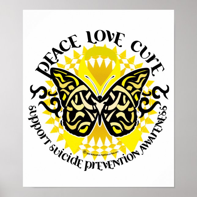 Poster Prévention du suicide Papillon tribal (Devant)