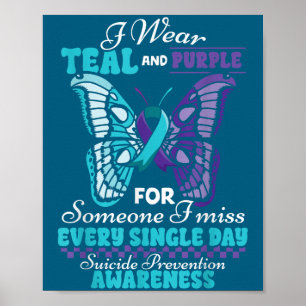 Poster Prévention du suicide Portez du sarcelle violet Qu