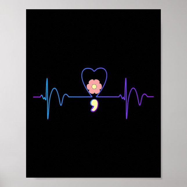 Poster Prévention du suicide Sensibilisation Coeur cardia (Devant)