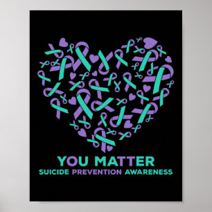 Poster Prévention du suicide Sensibilisation Coeur Ruban 