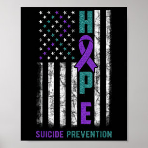 Poster Prévention du suicide sensibilisation drapeau amér