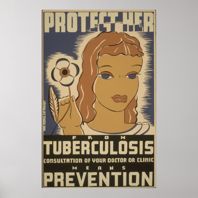 Poster Prévention vintage de la tuberculose (Devant)