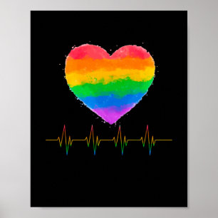 Poster Pride Heart Beat Pulse LGBTQ Community Pride