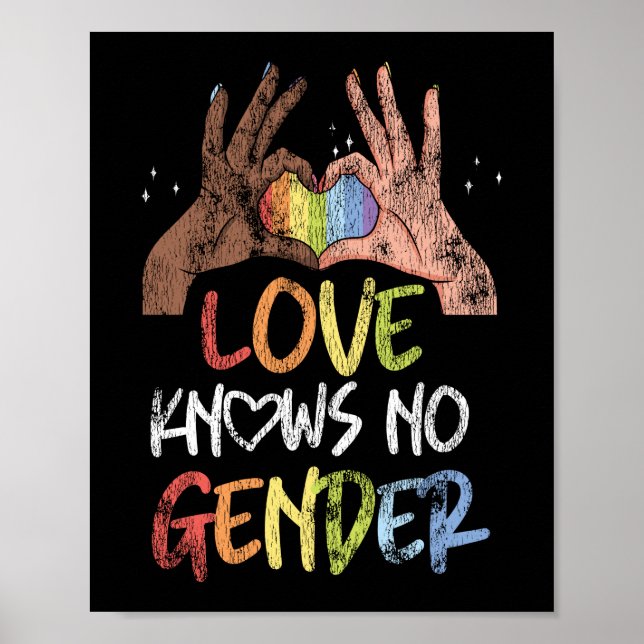 Poster Pride LGBT Rainbow Love ne connaît pas de genre No (Devant)