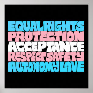 Poster PRIDE Trans droits mot art drapeau LGBT offre cade
