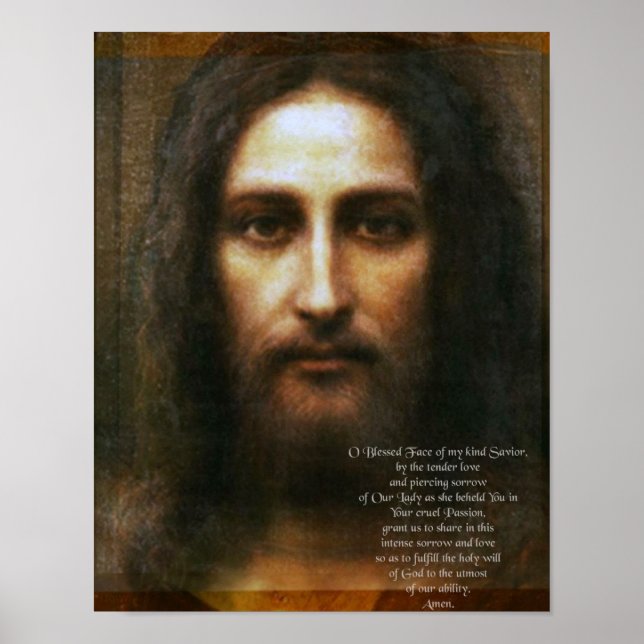 Poster Prière à la Sainte Face de Jésus. (Devant)