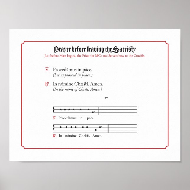 Poster Prière avant de quitter la sacristie (Devant)