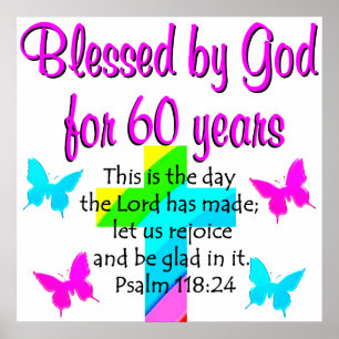 POSTER PRIÈRE CHRÉTIENNE DE 60 ANS