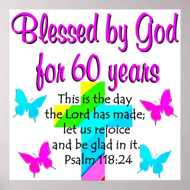 POSTER PRIÈRE CHRÉTIENNE DE 60 ANS (Devant)